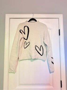 Rachel Zoe Sweater with Black Heart Motif